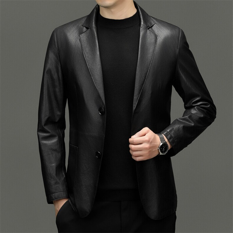 BG-H17018新款真皮皮衣男全植鞣绵羊皮外套商务休闲西服韩版修身,男装西服,电商B360