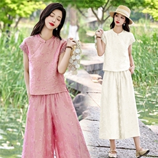 2026年夏季新中式套装提花面料，女装套装/套裙，贵人树
