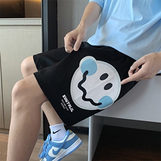 卡通笑脸薄款短裤男夏季学生潮流外穿篮球中裤运动休闲K1289-P25，男装休闲裤，星座512-4