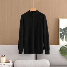 2025年秋季长袖青春流行时尚百搭通勤简约休闲半高拉链款，男装羊绒套衫，纳驰羊绒