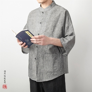 风男装棉麻炒色男士唐装盘扣衬衫C026P85图片
