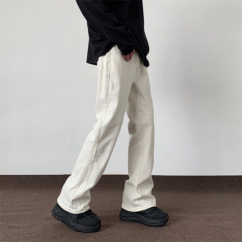 黑白两色微喇叭牛仔裤男春秋季美式复古高街休闲长裤子D021/P48,男装牛仔裤,电商B381-2
