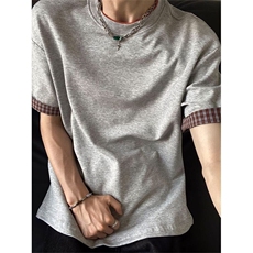 新款cleanfit顶男穿搭氛围感上衣撞色格纹翻边短袖t恤男夏季TY74，男装T恤，星座1116A（原606A-3）