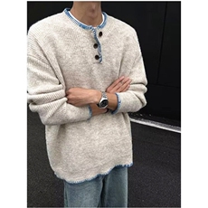 秋冬圆领套头加厚青年针织衫百搭打底衫男士毛衣带纽扣MY223，男装T恤，星座1116A（原606A-3）