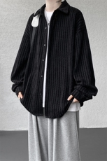 8XL-M鱼骨纹小香风衬衫男生春秋衬衣宽松慵懒垂感外套CS29009P45，男装衬衫，电商B312