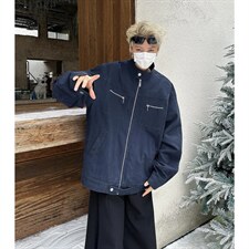 26春装高品质老钱风立领夹克外套男女美式潮牌拉链工装风宽松上衣，男装夹克，电商A486