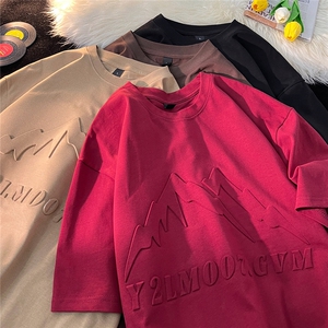 平铺山钢印印花图案设计大码M-5XL短袖T恤男DT77786P25块控特48图片