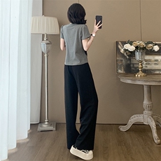 盐系轻熟时尚休闲运动时尚套装女夏假两件上衣宽松阔腿裤两件套潮，女装套装/套裙，江南