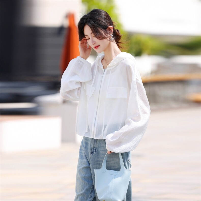 轻薄防晒衣女2025夏季新款宽松高级感休闲透气户外防晒衫短款外套,女装防晒衣,鑫源服饰