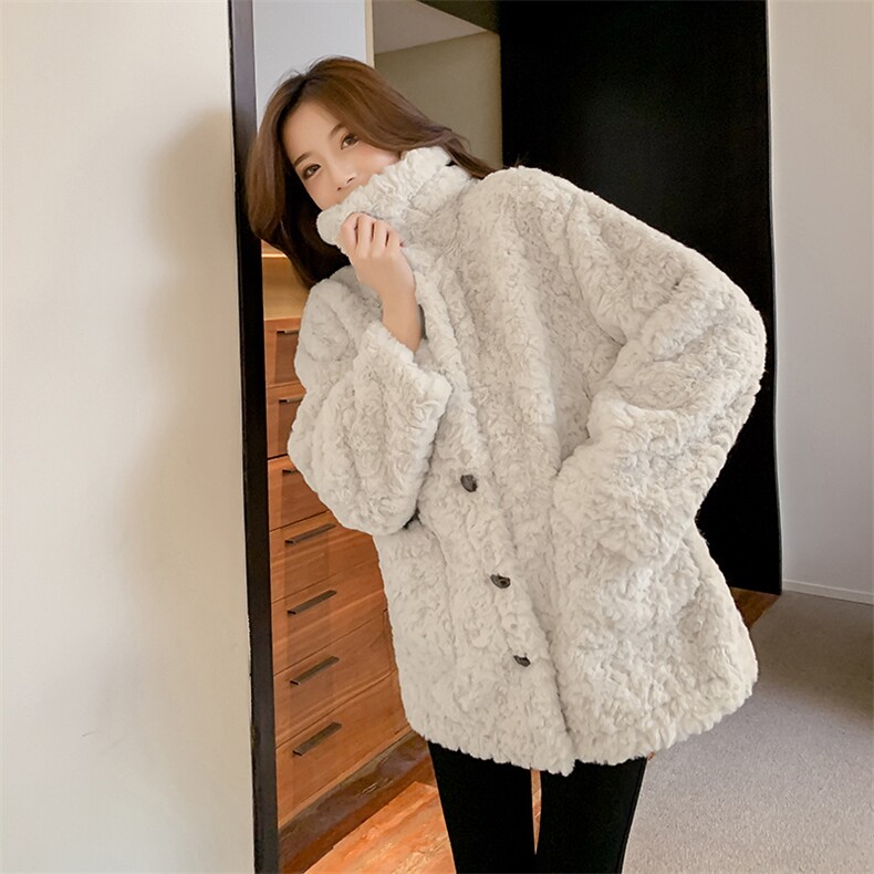 羊羔绒外套女冬韩版2021新款仿兔毛绒皮草宽松加厚皮毛一体外套女，女装皮草，潮品会