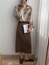 2021秋季新款高腰遮胯显瘦A字职业包臀开叉半身裙，女装半身裙，L·H·X