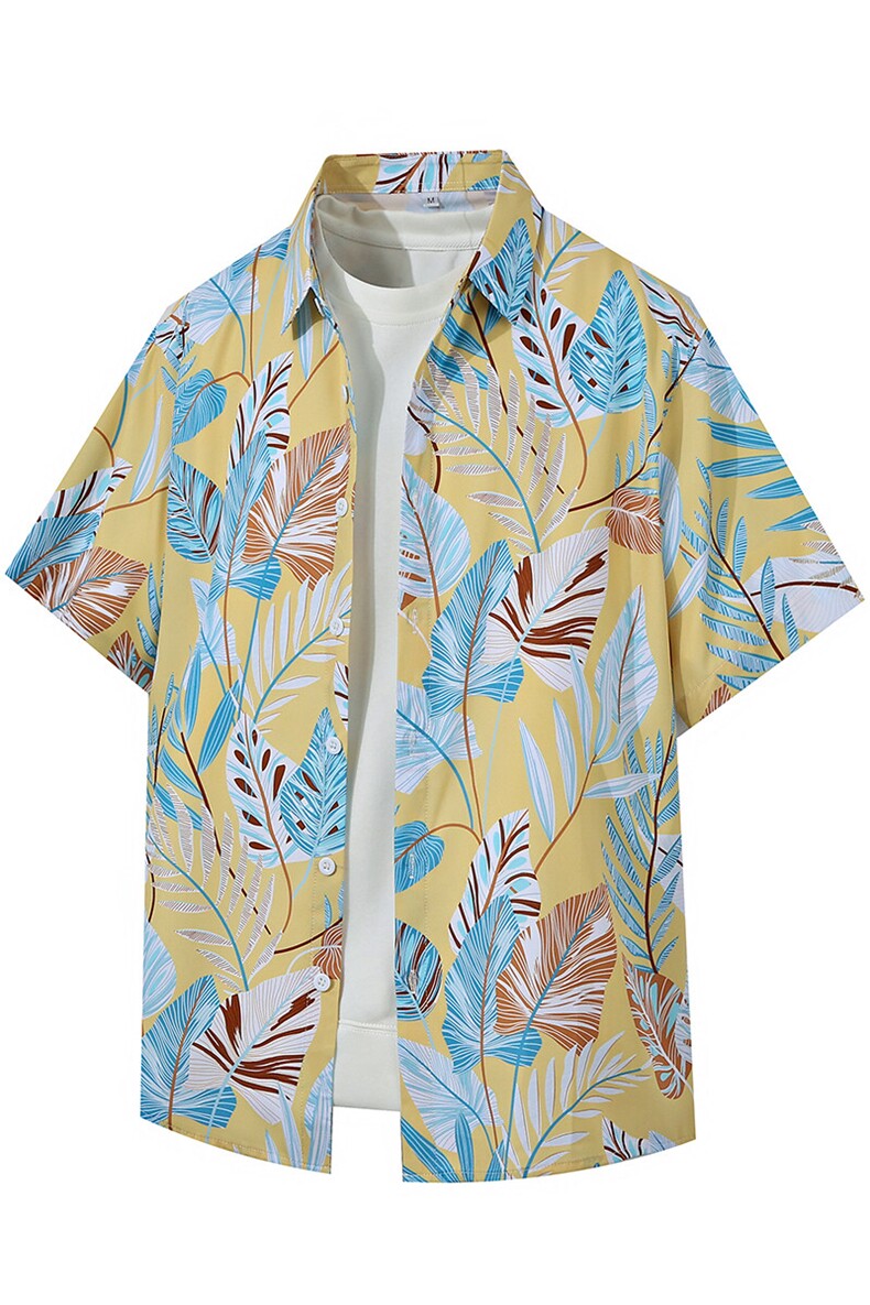 大码花衬衫男短袖夏季痞帅休闲上衣服外套翻领衬衣A012/824P35,男装衬衫,电商A012