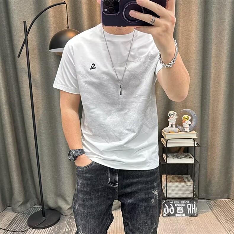 短袖t恤男衫个性印花男士潮流夏季韩版青年百搭修身半袖上衣，男装T恤，星座506A