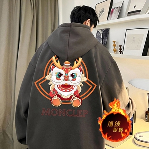 龙年卫衣 冬季美式加绒加厚连帽卫衣外套DL1790常规特P35加绒特40图片