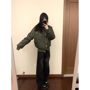 美式高街飞行服夹克外套男秋冬季新款多拉链加厚保暖cleanfit棉服图片