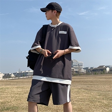 7色入~夏季主推新面料垂感短袖短裤套装TZ306P70控98，男装牛仔裤，电商A309