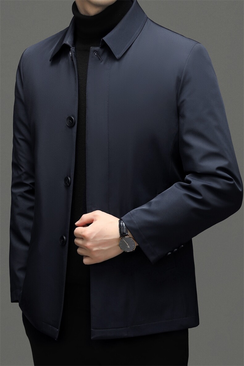 男士羽绒服冬季2023新款中年爸爸装休闲翻领白鸭绒加厚保暖外套,男装羽绒服,电商B212（原钱塘6029）