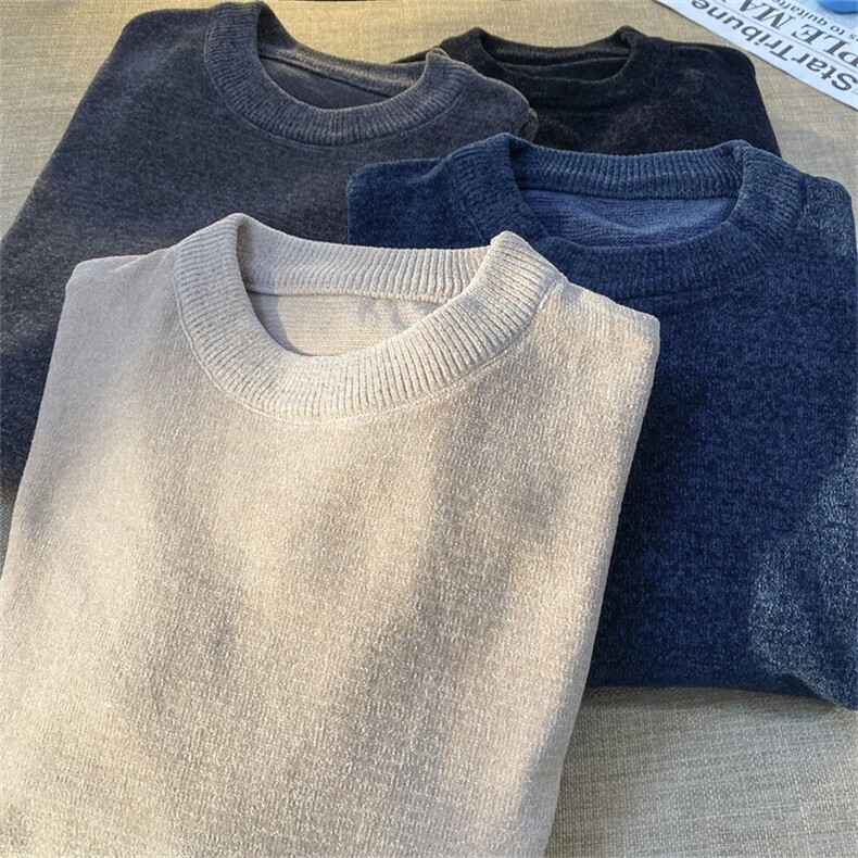 M860-P45美式休闲雪尼尔圆领毛衣保暖慵懒基础打底针织衫男春冬,男装针织衫/毛衣,电商D310B