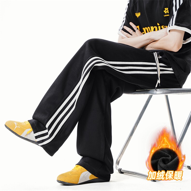 A178-K2838JR大货秋冬季加绒加厚三条杠卫裤直筒宽松特P42,男装休闲裤,电商A178