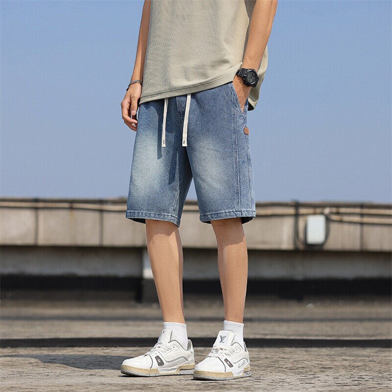 牛仔短裤男士2025夏薄款韩版潮流直筒宽松五分休闲中裤DK6001-P40,男装牛仔裤,星座610（原A335）