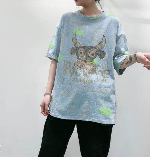 印花汤钻T恤，女装T恤，艾酷欧派