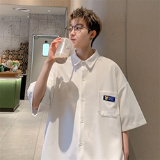 2026夏潮牌男华夫格高克重格子短袖五分袖衬衫CS880/特P25白色，男装衬衫，电商A094