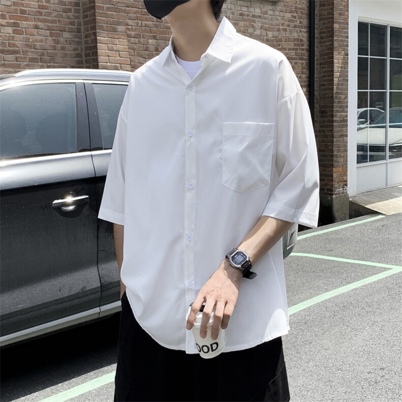 痞帅衬衫男短袖港风日系休闲宽松工装衬衣韩版百搭外套CS0312-P30,男装衬衫,星座308B-1