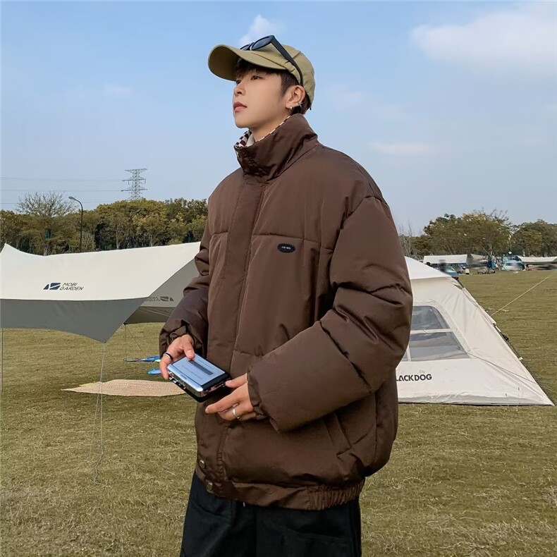 新款冬季ins美式复古棋盘格服外套男衣袄情侣面包服潮MY005,男装棉衣,星座1116A-1（原606A）