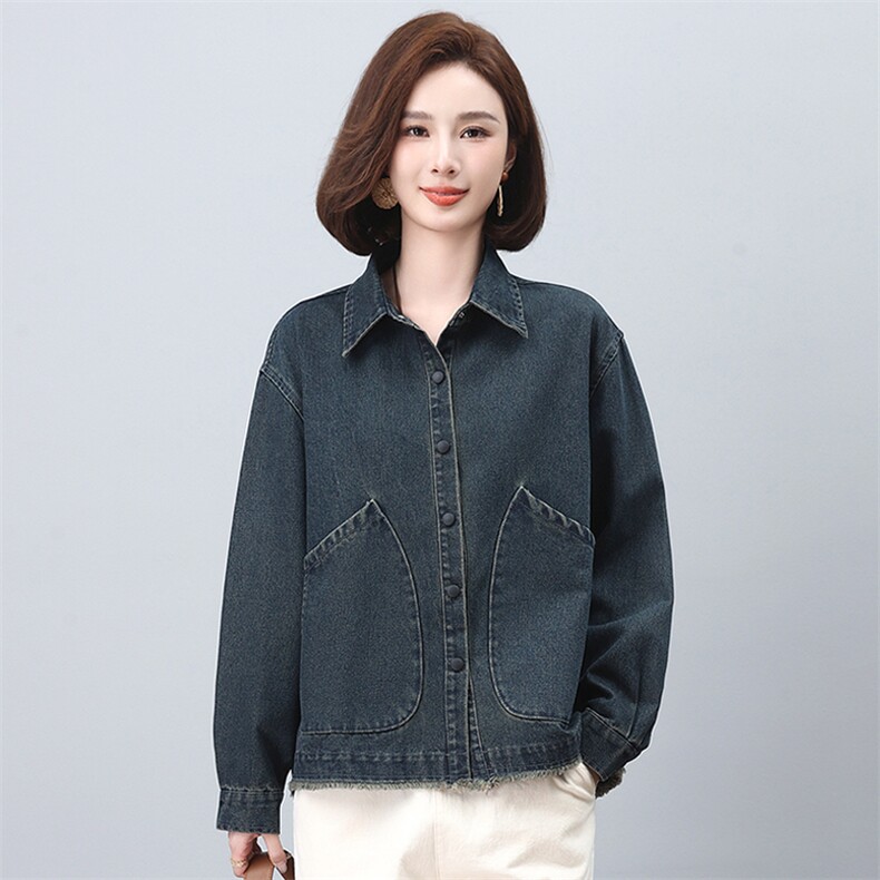 时尚春季宽松牛仔外套女款休闲百搭显瘦上衣,女装短外套,悦见她