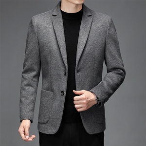 S9106秋冬男士毛呢大衣修身羊毛外套商务休闲高端西服P145图片