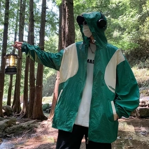 防晒衣男韩版潮流撞色连帽夏季薄款2024新款ins百搭外套YS12-P45,绿色长裙搭配什么颜色上衣图片
