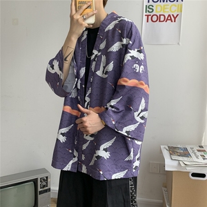 夏装大码风港风外套半袖开衫薄款道袍披风汉服中性风 F12/P40图片