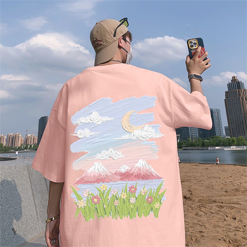 ！纯棉重磅220克夏季男士印花短袖T恤QT707-T233-P25,男装T恤,星座617B