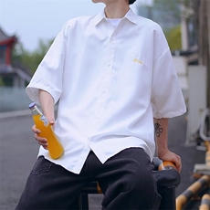 衬衫男短袖字母高街帅气2026夏季新款ins宽松百搭衬衣CY248-P32，男装T恤，星座412