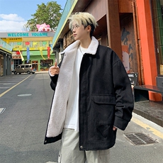 冬装加绒加厚毛呢男士棉服呢子厚外套情侣羊羔毛棉衣M8001-P110，男装棉衣，电商A006