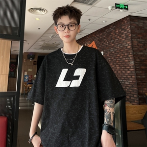 ！2026夏季新款男士发泡立体印花潮牌碎花短袖T2530特P28图片