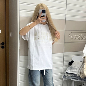 万针全刺绣工艺抖音得物高品质260克重磅纯棉双纱美式高街短袖T恤图片