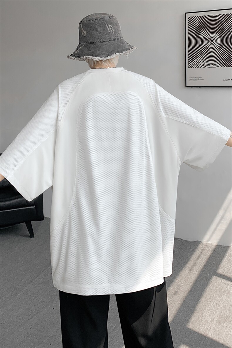 8XL-M特大码日系复古山西速干镂空拼接短袖T恤上衣男DX319P50,男装T恤,电商D206-1