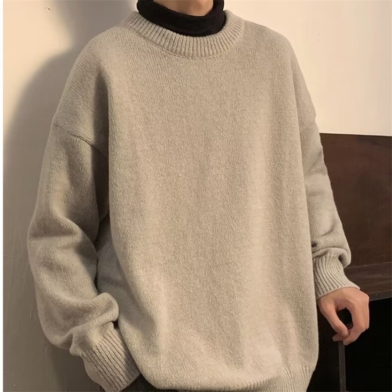 2023年新款圆领针织开衫男士秋冬季韩版宽松慵懒高级感毛衣,男装针织衫/毛衣,四季星座218-1