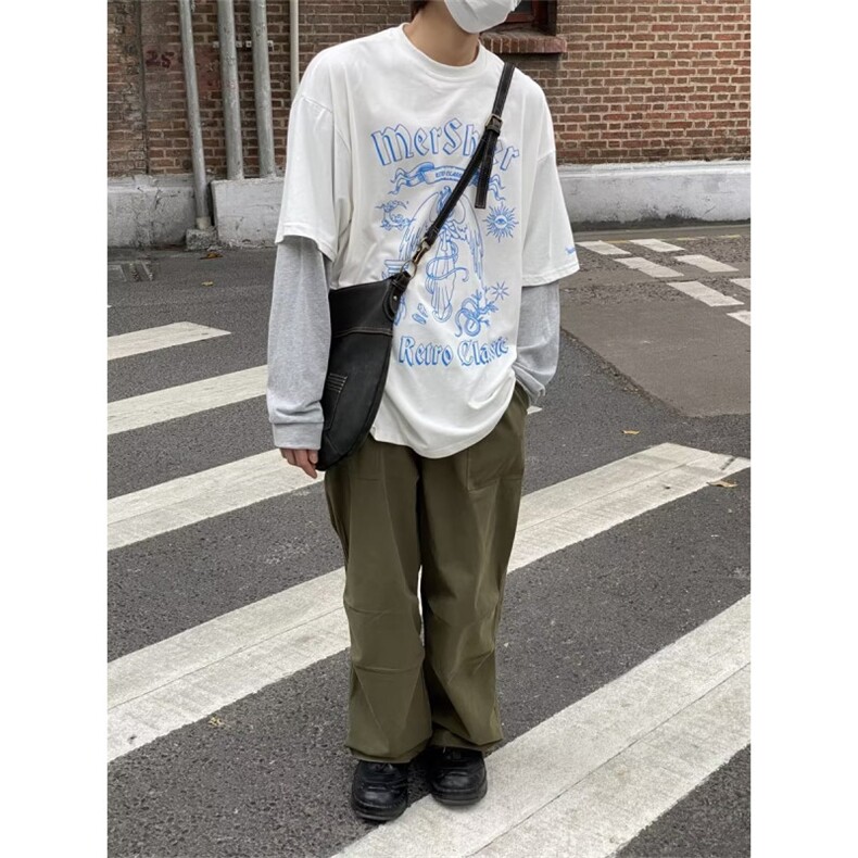 复古基础降落伞工装裤中性百搭抽绳松紧腰休闲裤男KG07,男装休闲裤,星座1116A（原606A-3）