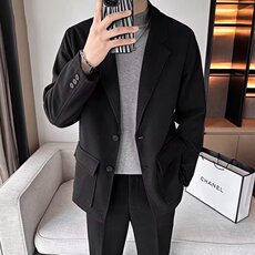 垂感宽松秋季男士休闲小西装外套百搭潮流单西毛呢新款西服上衣，男装西服套装，星座506A
