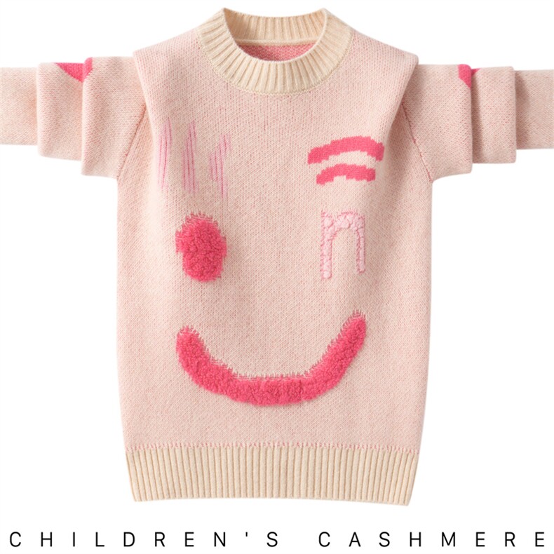 2025新款男女通用儿童加厚时尚，童装儿童羊绒衫，圣极绒童装