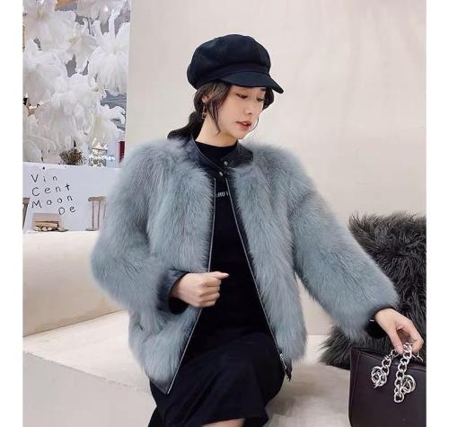 ZAF192欧货潮流两面穿真狐狸毛皮草外套,女装皮草,L·H·X