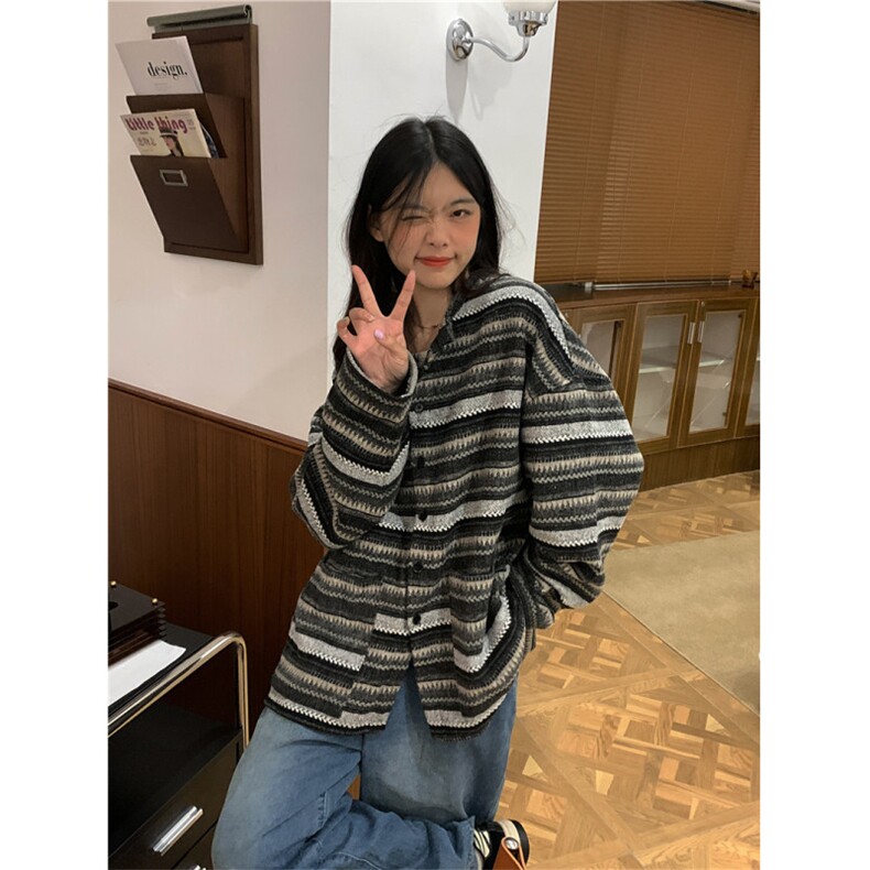 网络图现货！古巴领撞色条纹衬衫设计感情侣衬衣外套RY139-P65,男装衬衫,星座1005-6