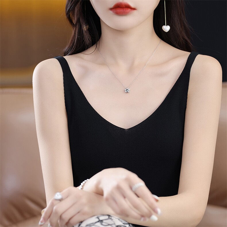 夏季吊带背心女外穿V领冰丝针织内搭西服衬衣打底衫纯色细带上衣,女装背心吊带,佳绒包芯纱店