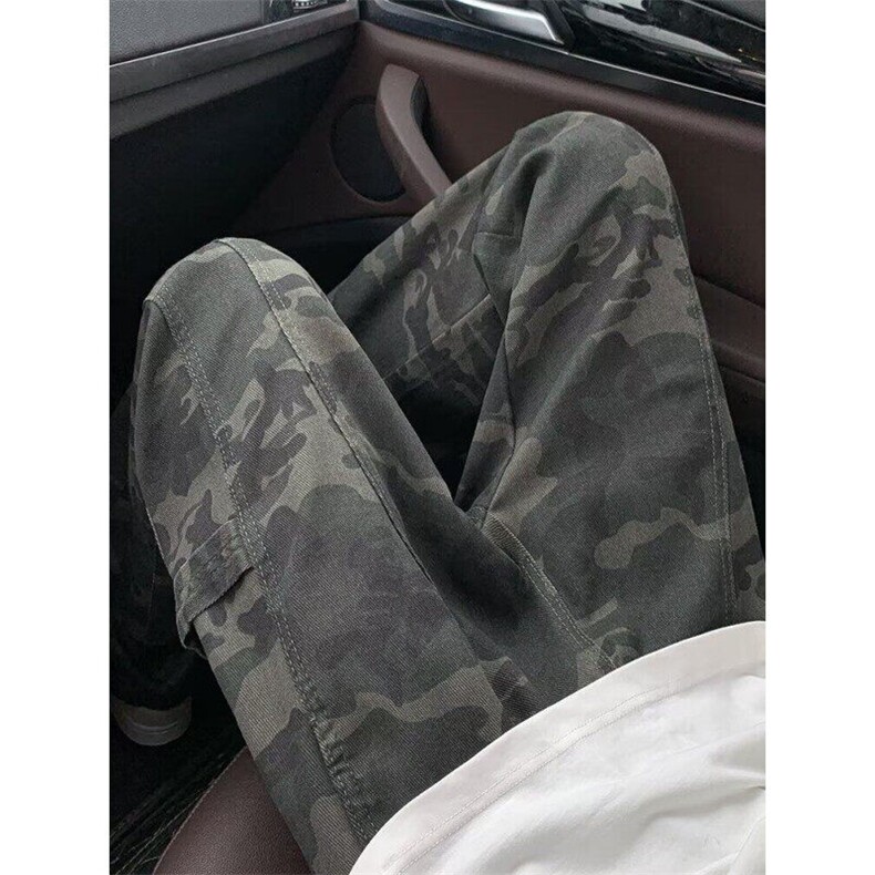 迷彩工装裤男款夏季复古vibe伐木裤子直筒微喇牛仔裤K5425,男装牛仔裤,星座1116A（原606A-3）