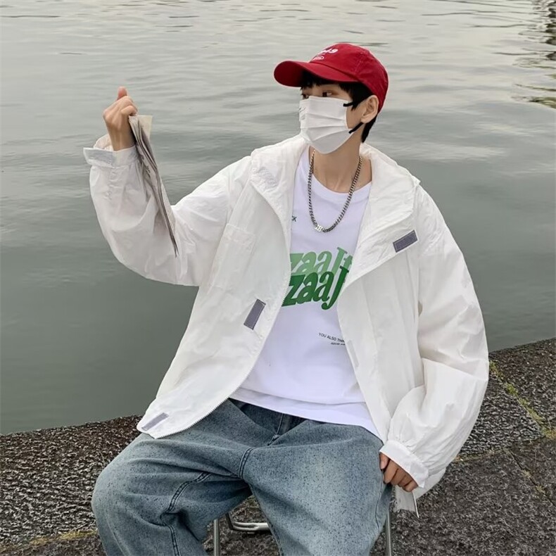 防晒衣薄款潮流户外速干连帽衣服帅气防紫外线宽松外套881P40,男装防晒衣,星座410-2