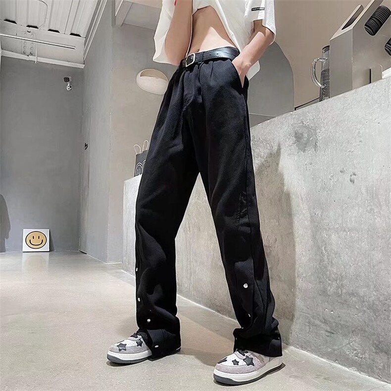 高街美式休闲排扣牛仔裤男拉链开衩设计感宽松拖地裤N0891-P50,男装牛仔裤,星座308B-1