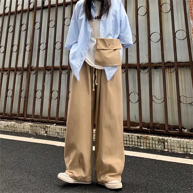 日系原宿风ins潮牌直筒宽松阔腿裤子街头复古港风工装休闲长裤图片