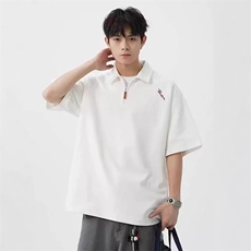 1506-1/TG16051/P31时尚男装半拉链短袖上衣字母刺绣休闲T恤百搭，男装T恤，星座1506-1